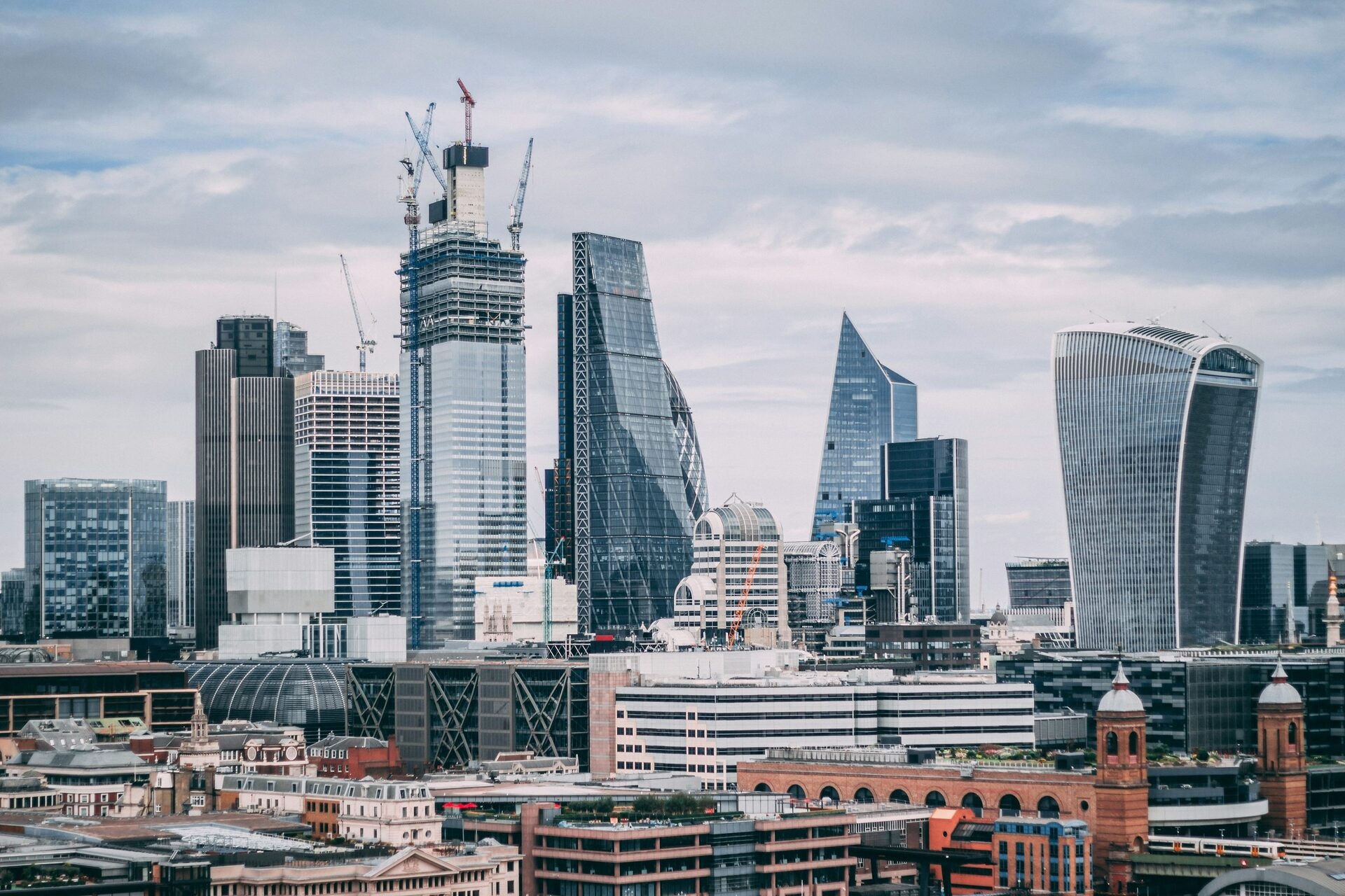 The City of London skyline, with the Cheesegrater and Walkie Talkie towers